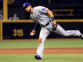 Isiah Kiner-Falefa  is filling in on a depleted Texas rangers lineup. (Getty Images)