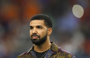 Rapper Drake looks on prior to the International Champions Cup soccer match between Manchester City against Manchester United at NRG Stadium on July 20, 2017 in Houston, Texas.