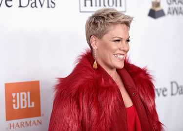 NEW YORK, NY - JANUARY 27:  Recording artist Pink attends the Clive Davis and Recording Academy Pre-GRAMMY Gala and GRAMMY Salute to Industry Icons Honoring Jay-Z on January 27, 2018 in New York City.  (Photo by Nicholas Hunt/Getty Images)
