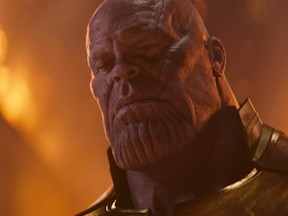 Thanos in a scene from Avengers: Infinity War opening Friday, April 27.