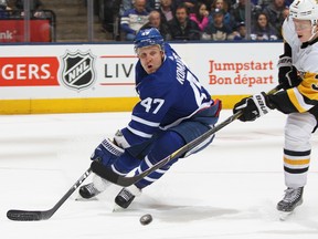 The Leafs' Leo Komarov is aiming to get into playoff shape. (Getty Images)