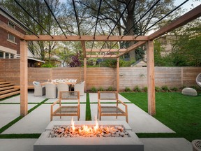 Backyard enthusiasts are investing in patio heaters, outdoor fireplaces and fired pits that allow them to get a jump on spring. Source: Natural Landscape Group.