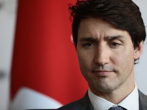 Prime Minister Justin Trudeau attends a meeting at the National Cyber Security Centre on April 18, 2018 in London.  (Jack Taylor/Getty Images)