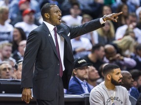 Toronto Raptors head coach Dwane Casey during Game 2 against the Washington Wizards at the Air Canada Centre on April 17, 2018