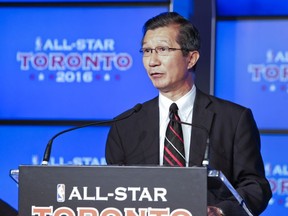 Ontario Minister of Tourism and Sport Michael Chan during an announcement at the Air Canada Centre in Toronto, Ont. on Monday September 30, 2013. This NBA press conference announced the 2016 all-star game will be played in Toronto.