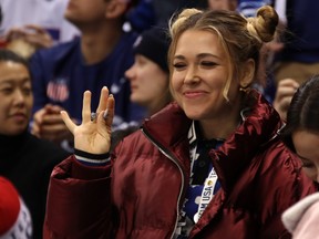 Rachel Platten attends the men's hockey preliminary round group B game between the United States and the Olympic Athletes from Russia on day eight of the PyeongChang 2018 Winter Olympic Games at Gangneung Hockey Centre on February 17, 2018 in Gangneung, South Korea. (Bruce Bennett/Getty Images)