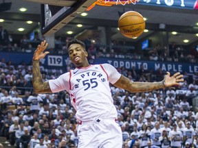 Toronto Raptors Delon Wright during Game 2 against the Washington Wizards at the Air Canada Centre on April 17, 2018