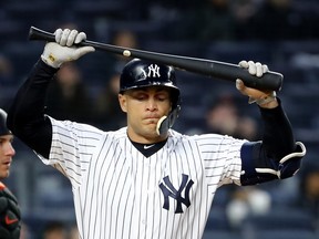 The New York Yankees'  Giancarlo Stanton has been getting the Bronx cheer for his inability to produce at the plate. (Getty Images)