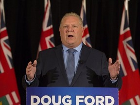 Ontario PC leader Doug Ford speaks to the media at a press conference  in Toronto, Ont. on Thursday April 19, 2018. Stan Behal/Toronto Sun