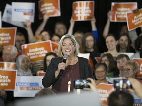 Ontario NDP leader Andrea Horwath launches her campaign to become Ontario's next Premier and committed to defeat Premier Kathleen Wynne and new Ontario PC leader Doug Ford at the Marriott Hotel  in downtown Toronto, Ont. on Saturday March 17, 2018. Stan Behal/Toronto Sun/Postmedia Network