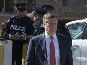 Toronto Mayor John Tory speaks to the media after a van attack on Yonge Street between Finch and Sheppard in Toronto's North York area on Monday, April 23, 2018. Stan Behal/Toronto Sun