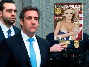 In a Monday, April 16, 2018, file photo, Michael Cohen, President Donald Trump's personal attorney, center, leaves federal court, in New York. Cohen filed papers in federal court in Los Angeles Wednesday, April 25, 2016, saying he will assert his Fifth Amendment rights, stating that he will exercise his constitutional right against self-incrimination in a lawsuit brought by porn actress Stormy Daniels, who said she had an affair with Trump. (AP Photos)