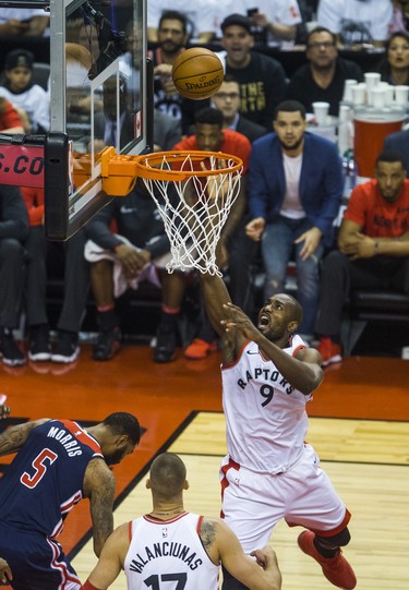 Toronto Raptors Serge Ibaka during Eastern Conference Playoff Game 1 first half action against Washington Wizards at the Air Canada in Toronto, Ont. on Saturday April 14, 2018. Ernest Doroszuk/Toronto Sun/Postmedia Network