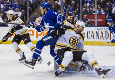 Toronto Maple Leafs William Nylander during first period Round 1 Game 3 action against Boston Bruins Zdeno Chara at the Air Canada Centre in Toronto, Ont. on Monday April 16, 2018. Ernest Doroszuk/Toronto Sun/Postmedia Network