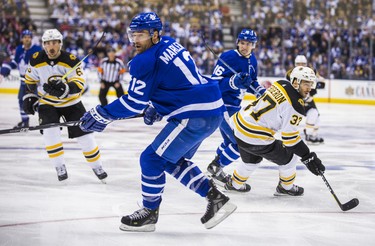 Toronto Maple Leafs Patrick Marleau during first period Round 1 Game 3 action against Boston Bruins at the Air Canada Centre in Toronto, Ont. on Monday April 16, 2018. Ernest Doroszuk/Toronto Sun/Postmedia Network