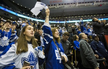 Leafs' fans cheer on the Toronto Maple Leafs during Round 1 Game 3 action against Boston Bruins at the Air Canada Centre in Toronto, Ont. on Monday April 16, 2018. Ernest Doroszuk/Toronto Sun/Postmedia Network