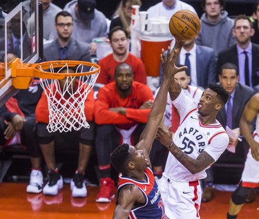 Toronto Raptors Delon Wright during 1st half action against the Washington Wizards in Game 2 of the Eastern Conference - First Round at the Air Canada Centre in Toronto, Ont. on Tuesday April 17, 2018. Ernest Doroszuk/Toronto Sun/Postmedia Network