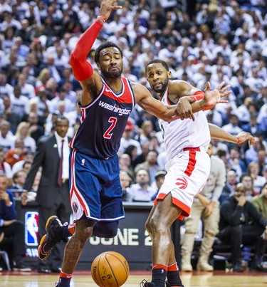 Toronto Raptors C. J. Miles during 2nd half action against the Washington Wizards John Wall in Game 2 of the Eastern Conference - First Round at the Air Canada Centre in Toronto, Ont. on Tuesday April 17, 2018. Ernest Doroszuk/Toronto Sun/Postmedia Network