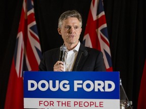 Ontario PC candidate Rod Phillips, who won the Ajax MPP race Thursday, is seen in a file photo addressing supporters at a campaign rally at La Roya Banquet Hall on Wednesday, April 18, 2018. (Ernest Doroszuk/Toronto Sun/Postmedia Network)