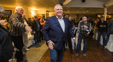 Ontario PC leader Doug Ford at a campaign rally at La Roya Banquet Hall in Ajax, Ont. on Wednesday April 18, 2018. Ernest Doroszuk/Toronto Sun/Postmedia Network