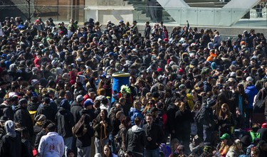 Crowds gather for a cannabis themed gathering at 420 Toronto 2018 at Nathan Phillips Square in Toronto, Ont.  on Friday April 20, 2018. Ernest Doroszuk/Toronto Sun/Postmedia Network