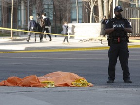 Scene on Yonge Street after ten people were struck and killed by a white Ryder van on Monday April 23, 2018. Craig Robertson/Toronto Sun