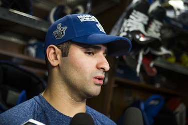 Toronto Maple Leafs Nazem Kadri speaks to media during the Leafs locker clean out at the Air Canada Centre in Toronto, Ont. on Friday April 27, 2018. Ernest Doroszuk/Toronto Sun/Postmedia Network