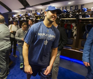 Toronto Maple Leafs Nazem Kadri after speaking to media during the Leafs locker clean out at the Air Canada Centre in Toronto, Ont. on Friday April 27, 2018. Ernest Doroszuk/Toronto Sun/Postmedia Network