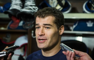Toronto Maple Leafs Patrick Marleau speaks to media during the Leafs locker clean out at the Air Canada Centre in Toronto, Ont. on Friday April 27, 2018. Ernest Doroszuk/Toronto Sun/Postmedia Network