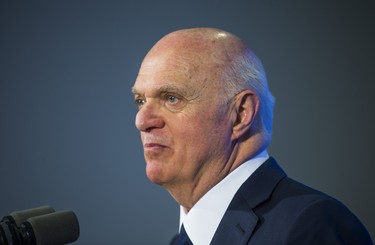 Toronto Maple Leafs GM Lou Lamoriello speaks to media during the Leafs locker clean out at the Air Canada Centre in Toronto, Ont. on Friday April 27, 2018. Ernest Doroszuk/Toronto Sun/Postmedia Network