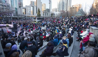 #TorontoStrong Vigil at Mel Lastman Square in Toronto, Ont. on Sunday April 29, 2018. The event brought people together following the van attack that left 10 people dead. Ernest Doroszuk/Toronto Sun/Postmedia Network