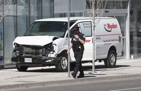 Scene on Yonge Street after nine people struck and killed by white Ryder van. on Monday April 23, 2018.