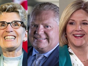 Kathleen Wynne, Doug Ford and Andrea Horwath.