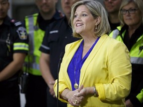 Ontario NDP Leader Andrea Horwath during a campaign stop in Brampton on May 26. (THE CANADIAN PRESS)