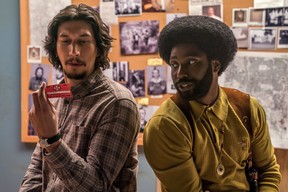 Adam Driver as Flip Zimmerman and John David Washington as Detective Ron Stallworth in a scene from Spike Leeâs âBlacKkKlansman.” (Focus Features)