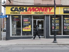 Payday loan businesses  in Ottawa on April 11,2018. Errol McGihon/Postmedia
