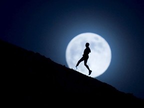 A jogger at night.