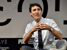 Prime Minister Justin Trudeau is interviewed by MIT's Danielle Wood at Solve At MIT:  Plenary - True Stories Of Starting Up at Massachusetts Institute of Technology on May 18, 2018 in Cambridge, Massachusetts.  (Photo by Paul Marotta/Getty Images for MIT Solve)