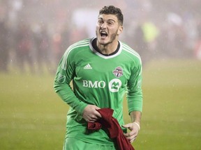 Toronto FC keeper Alex Bono got called up to the American national team and started in goal in a 3-0 demolition of Bolivia on Monday night. (THE CANADIAN PRESS/PHOTO)