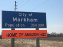 The City of Markham tweeted Monday a picture of an amended population sign with 