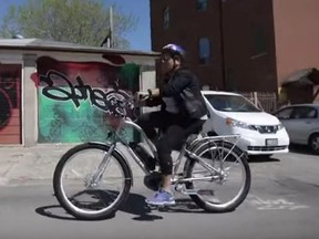 Columnist Sue-Ann Levy takes an e-bike out for a spin. (Stan Behal, Toronto Sun)