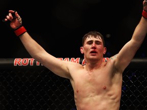 In this Sept. 2, 2017 file photo, Darren Till of England celebrates his victory against Bojan Velickovic of Serbia after their Welterweight bout during the UFC Fight Night at Ahoy in Rotterdam, Netherlands. (Dean Mouhtaropoulos/Getty Images)