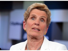 Liberal Leader Kathleen Wynne speaks after the Provincial leaders debate at the City building at Yonge Dundas Sq in Toronto, Ont. on Monday May 7, 2018. Dave Abel/Toronto Sun/Postmedia Network