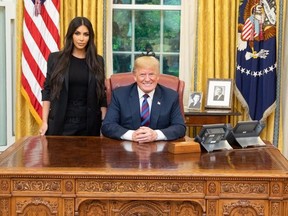 Kim Kardashian visits the White House on Wednesday, May 30, 2018 in a photo released by Donald Trump on Twitter.