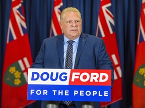 Ontario PC leader Doug Ford addresses media at the Hilton Toronto in Toronto, Ont. on Thursday April 26, 2018. Ernest Doroszuk/Toronto Sun/Postmedia Network ORG XMIT: POS1804261023458887