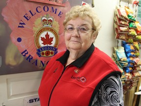 Myrna Picotte, president of Royal Canadian Legion Branch 606 in Pickering, says she proudly wears poppy for her husband Bert, a Korean War veteran. (Toronto Sun/Antonella Artuso)