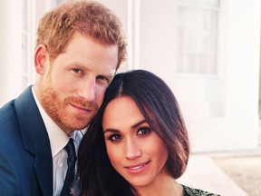 One of two official engagement photos released by Kensington Palace of Prince Harry and Meghan Markle taken by Alexi Lubomirski earlier this week at Frogmore House, Windsor.