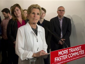 Ontario Premier Kathleen Wynne visited Sagecomm in London, Ont. on Tuesday, May 15, 2018. (Derek Ruttan/The London Free Press)