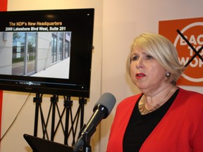 Ontario Liberal campaign co-chair Deb Matthews releases video that she says reveals depths of union-NDP links on May 30, 2018. (Antonella Artuso/Toronto Sun)