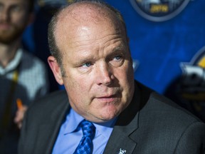 Mark Hunter talks to media during the NHL draft at the First Niagara Centre in Buffalo on Saturday, June 25, 2016. (Ernest Doroszuk/Toronto Sun)